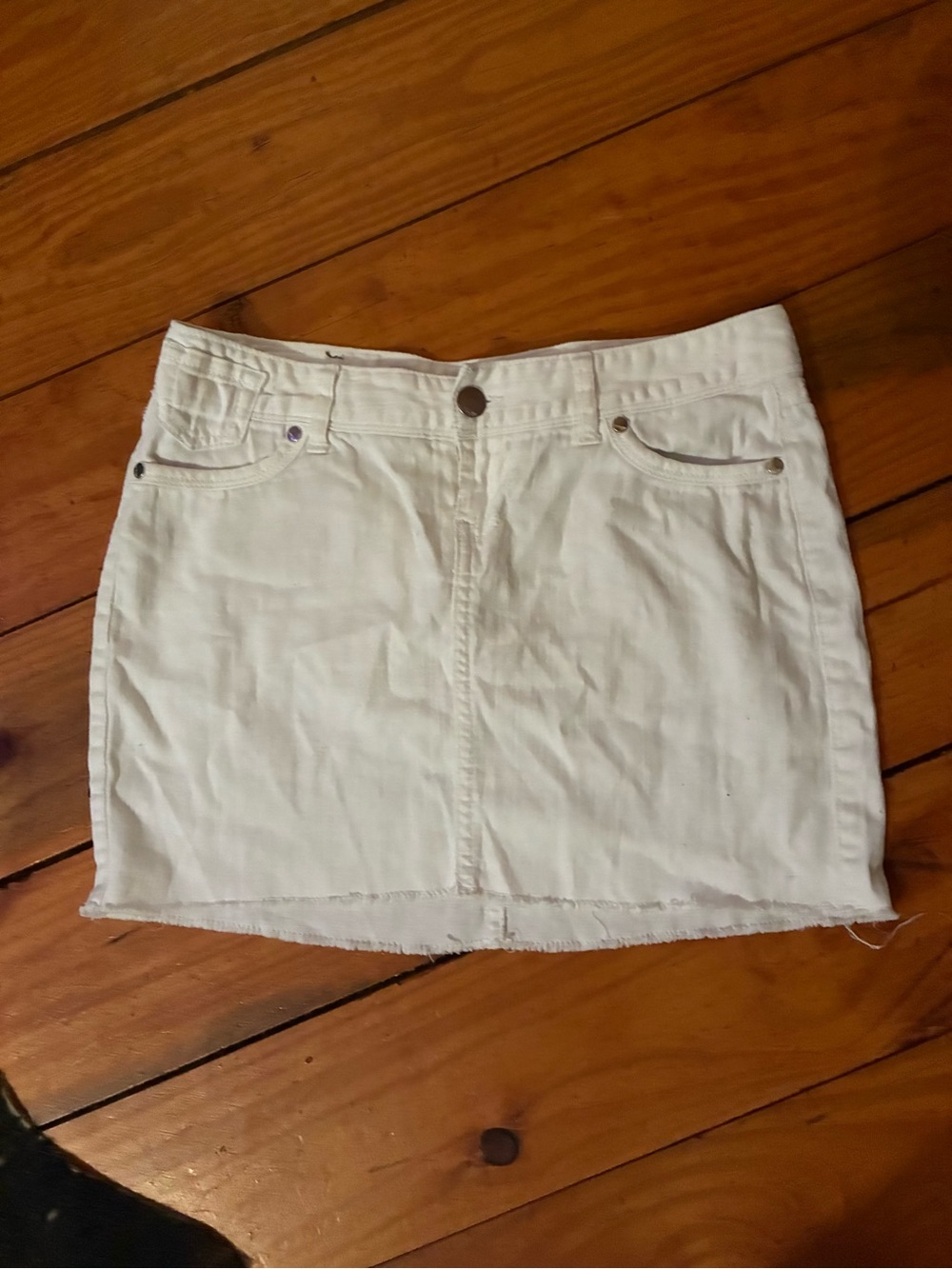 White Denim Mini Skirt - Women's Classic Style